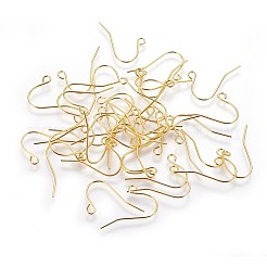アイアン製ピアスフック  水平ループ付き  ニッケルフリー  ゴールドカラー  19x16mm  穴：2mm  22ゲージ  ピン：0.6mm&nbsp;X-IFIN-T001-04G-NF