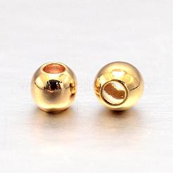 スペーサービーズラウンド真鍮  鉛フリー＆カドミウムフリー＆ニッケルフリー  18KGP本金メッキ  3mm  穴：1mm  約1200個/50g&nbsp;KK-L147-197-3mm-NR
