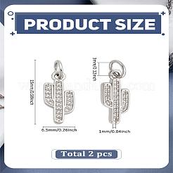 2Pcs Brass Micro Pave Cubic Zirconia Charms&nbsp;ZIRC-LP0001-64P