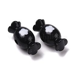 ツートンカラーのアクリルビーズ  キャンディ  花  ブラック  9.5x20x10mm  穴：2.5mm  490個/ 500g&nbsp;OACR-U003-13