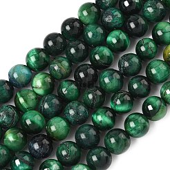 グレードB天然タイガーアイビーズ連売り  染め  ラウンド  グリーン  8.5mm  穴：1.2mm  約46~48個/連  14.76''（37.5センチメートル）&nbsp;G-F591-18-8mm-04