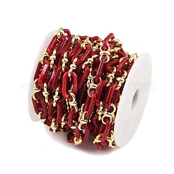 ラックメッキアクリル＆ccbプラスチックチェーン  長持ちメッキ  暗赤色  20x10.6x3mm  5 m /ロール&nbsp;CHAC-H001-01A