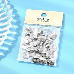 シェグレース真鍮スペーサービーズ  テクスチャフラットラウンド  カドミウムフリー＆ニッケルフリー＆鉛フリー  プラチナメッキ  11x11x1mm  穴：1.2mm&nbsp;XGRPCU327-287P