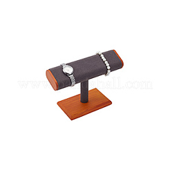 木製ブレスレットディスプレイスタンド  ベルベットで覆われた  長方形  グレー  22.2x8.1x14.4cm&nbsp;BDIS-WH0006-009B