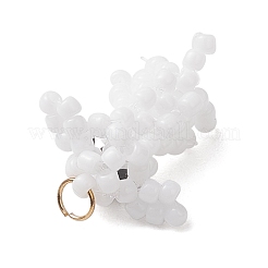 ガラスシードビーズの犬用ペンダント  304ステンレス鋼  ホワイト  16x15x9.5mm  丸カン：4x0.5ミリ  3内径。&nbsp;PALLOY-MZ01223-02