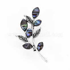 Leaf Shape Natural Abalone Shell/Paua Shell Brooch Pin&nbsp;G-N333-004A-RS