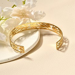 304 Stainless Steel Open Cuff Bangles for Women&nbsp;BJEW-Z083-02G-03