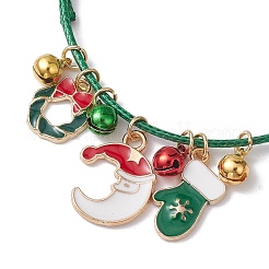 Christmas Wreath & Moon & Glove Alloy Enamel Charm Bracelets&nbsp;BJEW-JB10836-02