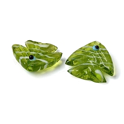 手作りランプワークビーズ  魚  オリーブドラブ  22.5~23x20~21.5x7.5~8.5mm  穴：1.6mm&nbsp;LAMP-H073-01E