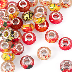 30Pcs Printed Transparent Resin European Beads&nbsp;RESI-TADJ0001-03J