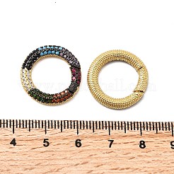 真鍮マイクロパヴェキュービックジルコニアスプリングゲートリング  Oリング  ゴールドカラー  カラフル  19.5x3mm  内径：12.5mm&nbsp;KK-M206-03G-01-1