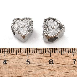 304ステンレススチールヨーロピアンビーズ  大きな穴ビーズ  ステンレス鋼色  ハート  10x10x7.5mm  穴：4mm&nbsp;STAS-M112-03P-05