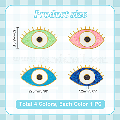 4Pcs 4 Colors Evil Eye Polyester Paillette Appliques&nbsp;PATC-GA0001-16