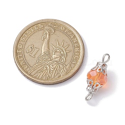 鉄製コネクタリンク付き混合色ガラス  ラウンド  プラチナ  18.5x7.5mm  穴：2mm  8個/セット&nbsp;PALLOY-JF02642-03