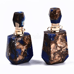 Assembled Synthetic Bronzite and Lapis Lazuli Openable Perfume Bottle Pendants&nbsp;G-S366-059A