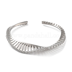 Brass Micro Pave Cubic Zirconia Cuff Bangles&nbsp;BJEW-D039-09P