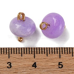 Natural White Jade Dyed Saucer Charms with Rack Plating Golden Tone Brass Bails&nbsp;KK-B103-17B-03
