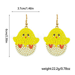 Easter Zinc Alloy & Glass Chick Dangle Earrings&nbsp;FS-WG35CD4-01