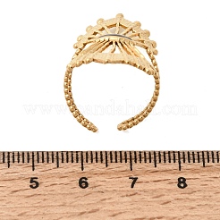 Hollow Fan 304 Stainless Steel Open Cuff Rings for Women&nbsp;RJEW-A091-01G