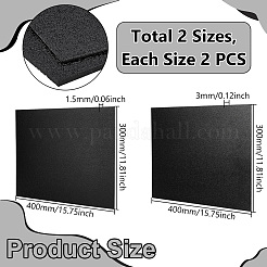 4枚 2種類のスタイルのABSプラスチックシート  長方形  ブラック  400x300x1.5~3mm  2個/スタイル&nbsp;AJEW-GA0008-55