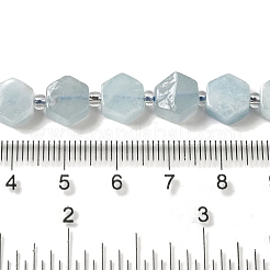 天然石アクアマリンビーズ連売り  六角  シードビーズで  8.5~9x8.5~10x4~5mm  穴：1mm  約37~38個/連  15.55''~15.75''（39.5~40センチメートル）&nbsp;G-P534-A08-02
