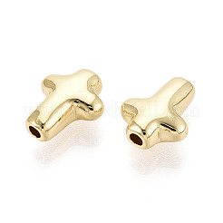 ジュエリークラフト用のクロス真鍮ビーズ  18KGP本金メッキ  12x10x5mm  穴：1.4~1.5mm&nbsp;KK-T079-01G