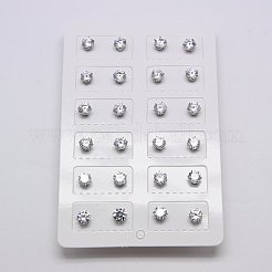 キュービックジルコニアスタッドピアス  304ステンレススチールベース付き  フラットラウンド  ステンレス鋼色  5mm  ピン：0.7mm&nbsp;X-STAS-E051-3C