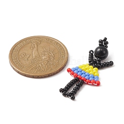 シードビーズ ビーズチャーム  プラスチック製のビーズと  女の子のペンダント  ミックスカラー  34x16x6mm  穴：2mm  5個/セット&nbsp;PALLOY-MZ00155