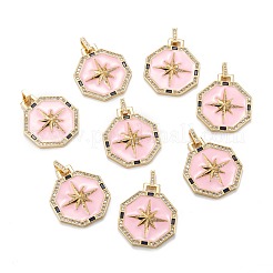 Brass Micro Pave Clear Cubic Zirconia Pendants&nbsp;ZIRC-A020-15G