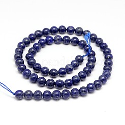 天然なラピスラズリラウンドビーズ連売り  4mm  穴：0.8mm  約89個/連  15インチ&nbsp;X-G-I181-09-4mm