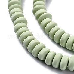 手作り樹脂粘土ビーズ連売り  ジュエリー工芸用品のDIY用  フラットラウンド  淡緑色  6~7x3mm  穴：1.5mm  約113~116個/連  15.55インチ〜16.14インチ（39.5~41cm）&nbsp;CLAY-N008-008-101