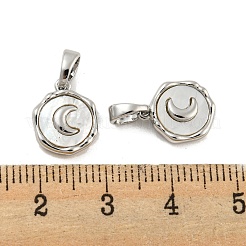 Brass Pave Shell Charms&nbsp;KK-G490-34P