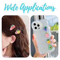 35 個 7 スタイル PVC プラスチックカボション  スパンコール付き/スパンコール  フルーツ  スナップヘアクリップ作成用  ボビーピンアクセサリーのDIY  ミックスカラー  混合図形  34.5~35x25~33x3~4.5mm  35個/セット&nbsp;KY-TA0001-43