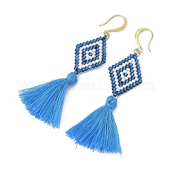 Glass Seed Beads & Brass Dangle Earrings for Women&nbsp;EJEW-MZ00800-03