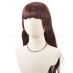 天然アメジストチップビーズのネックレス  女性用304ステンレスジュエリー  ゴールドカラー  16.65インチ（42.3cm）&nbsp;NJEW-JN04061-01