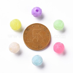 不透明なポリスチレン（ps）プラスチック製のヨーロッパのビーズ  大穴ビーズ  ウールボール形状  ミックスカラー  8x7mm  穴：2mm  2270個/約500g&nbsp;KY-I004-24A