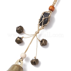 Braided Nylon Thread Pouch Natural Tourmaline Pendant Decorations&nbsp;HJEW-JM02104