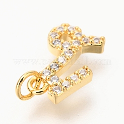 Brass Micro Pave Clear Cubic Zirconia Charms&nbsp;ZIRC-O036-30G-C