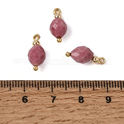 天然石ロードナイトペンダント  ファセットカットされた0valチャーム  ゴールデントーン真鍮パーツ  15~15.5x6.5~7mm  穴：1.5mm  5個/袋&nbsp;GG-CBACE45-03G-03