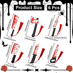 6Pcs 6 Styles Blood Acrylic Bookmarks with Tassel&nbsp;AJEW-CP0009-56