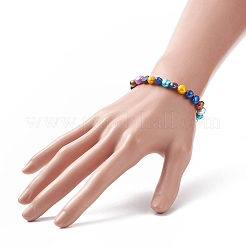 子供用染色天然パールビーズストレッチブレスレット  カラフル  内径：1-3/4インチ（4.6cm）&nbsp;BJEW-JB09189-01