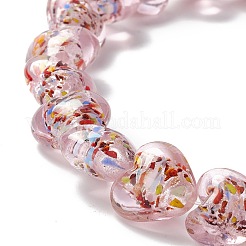 手作りランプワークビーズ連売り  ハート  ミスティローズ  15.5~16.5x15.5~16x8~9.5mm  穴：1.2mm  約28個/連  15.35インチ（39cm）&nbsp;LAMP-D015-09C