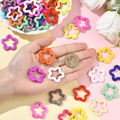 100個の不透明なアクリルパーツ  染め  スター  ミックスカラー  29.5x30x5mm  穴：1.8mm&nbsp;MACR-SP0001-92