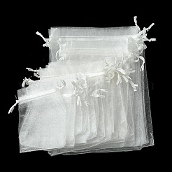 30Pcs 4 Styles Rectangle Organza Bags Jewellery Storage Pouches Wedding Favour Party Mesh Drawstring Gift&nbsp;OP-FS0001-01C