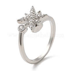 Rotatable Cat Eye Open Ring with Cubic Zirconia&nbsp;RJEW-Q776-01G-01
