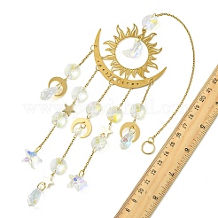Brass & 304 Stainless Steel Sun Moon Suncatchers&nbsp;HJEW-JM05012