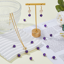 80Pcs Natural Amethyst Round Charms&nbsp;PALLOY-DC00001