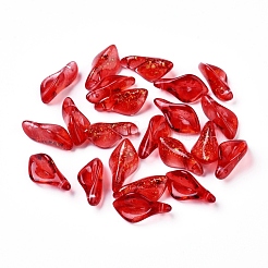 クリアガラスペンダント  グリッターパウダー付き  花びら  ミックスカラー  17.5x8.5x4.5mm  穴：1mm&nbsp;GLAA-L027-A