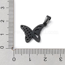 イオンプレーティング（IP）304ステンレスペンダント  蝶  ブラック  14x18x1.5mm  穴：6x2mm&nbsp;STAS-I127-045B