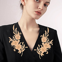 2Pairs 3D Flower Polyester Lace Computerized Embroidery Ornament Accessories&nbsp;DIY-HY0001-85